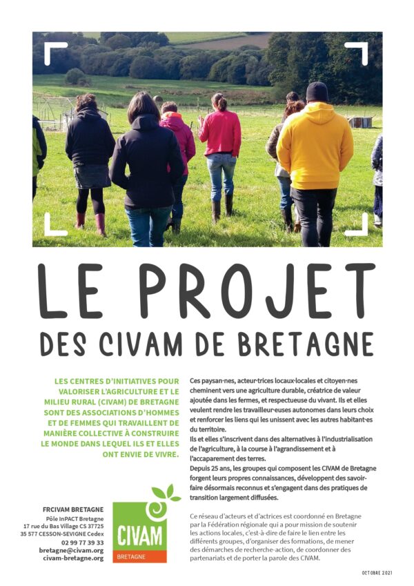 Première page du projet politique des civam de bretagne